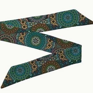 Two Vintage Mandala Pattern Thin Purse Scarves / Hair Bands / Scarves - #1104